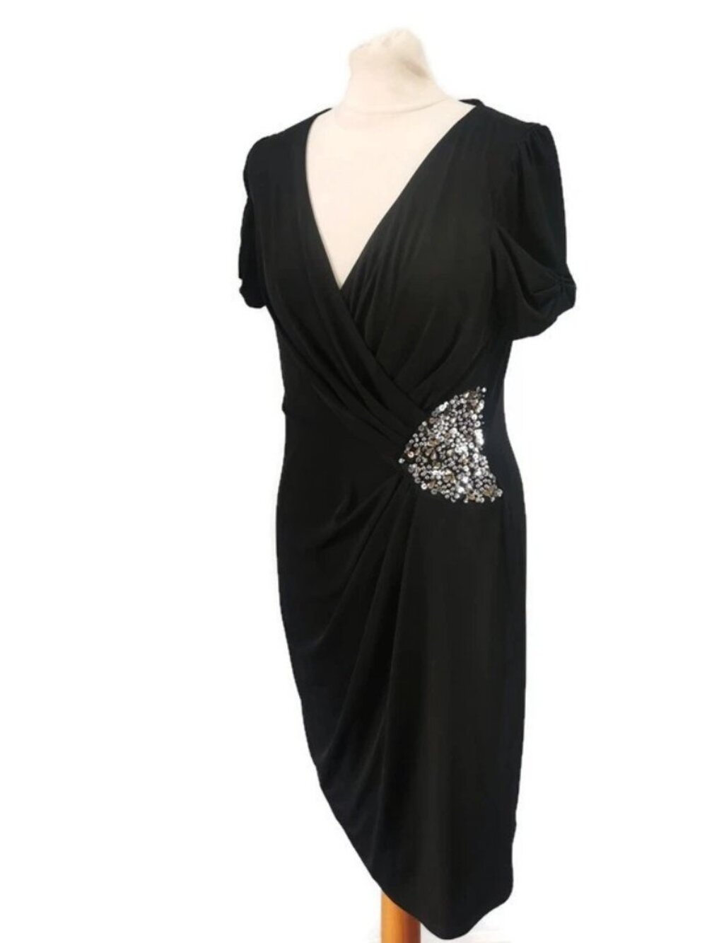 Black lace-edged black long dress of the M&S brand